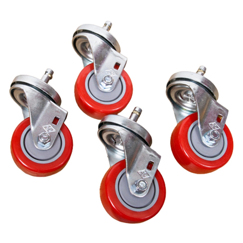 Premium Caster Upgrade (Includes: (4) 3 Inch Dia. Red Wheels and Drill Guide, Drill Bit and Mounting Hardware)