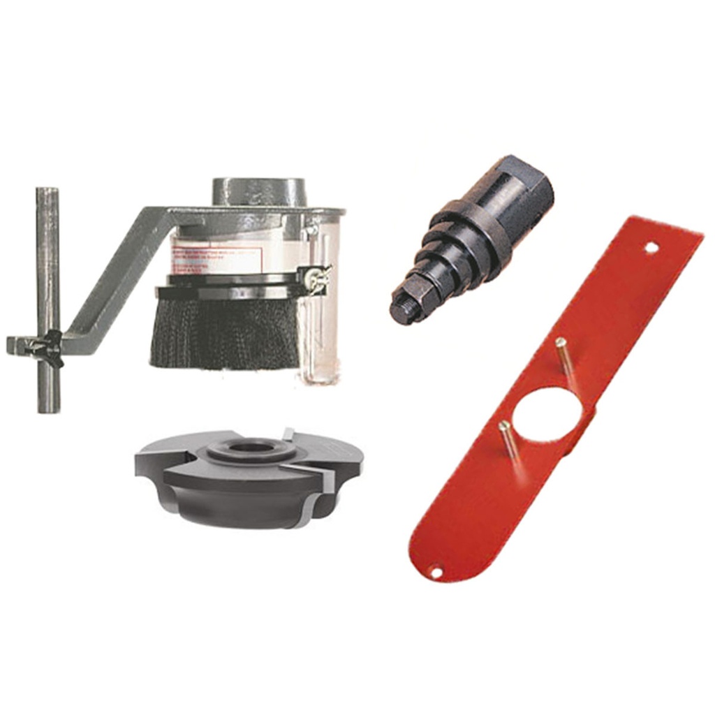 Shaper Starter Kit (Safety Shield, 1/2 Inch Shaper Arbor, Shaper Table Insert (fits all MARKs except MARK V 500) Quarter Round & Cove Shaper Cutter)